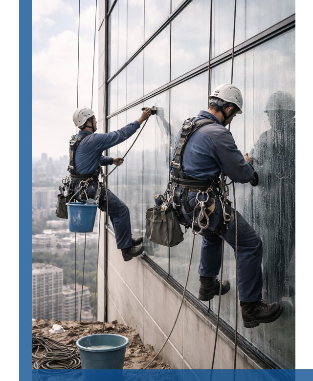 Профессиональная мойка фасадных окон альпинистами в Югорске