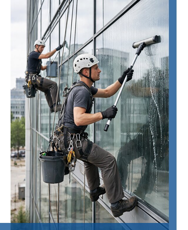 Мойка витражей альпинистами в Югорске от 715 р. под ключ|ВЫСОТНИК-Югр