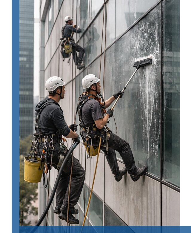 Профессиональная высотная мойка фасадов зданий в Югорске