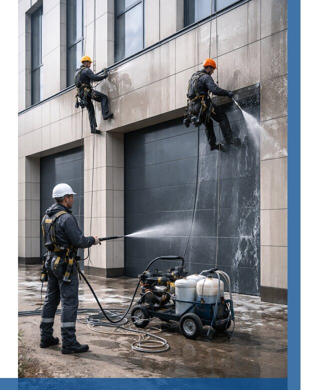 Послестроительная мойка фасада в Югорске от 306 р. | ВЫСОТНИК-Югр