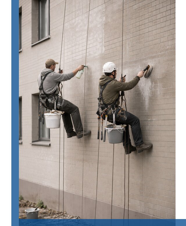 Удаление высолов с фасада зданий в Югорске без повреждений и следов