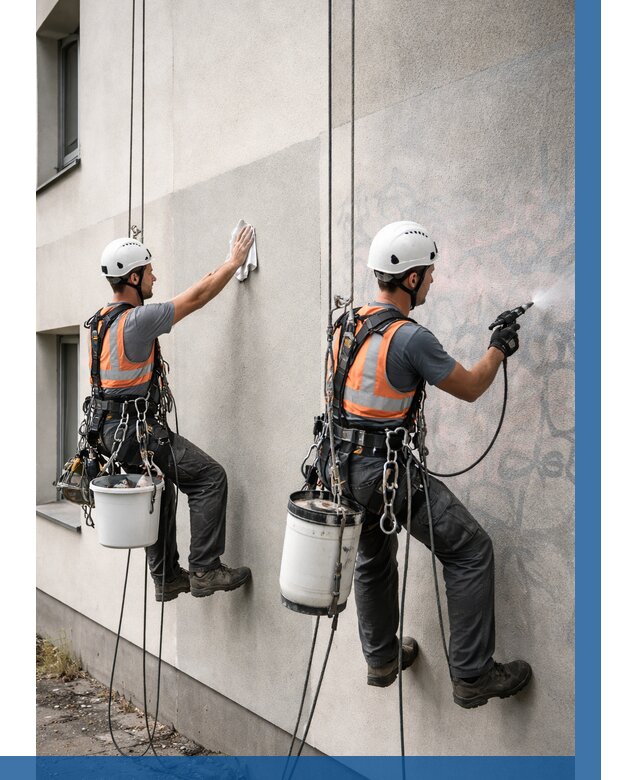 Антиграффити покрытие фасада в Югорске от 613 р. | ВЫСОТНИК-Югр