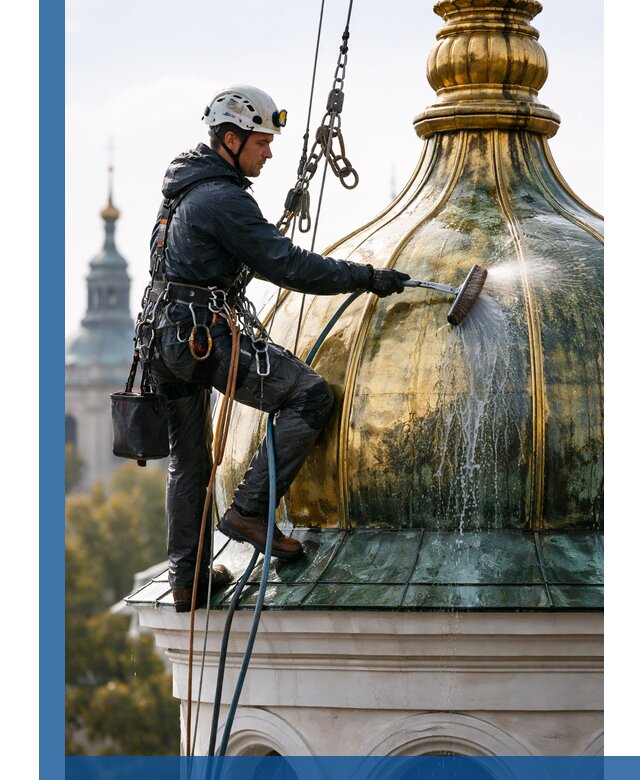 Профессиональная мойка куполов и шпилей высотными альпинистами в Югорске