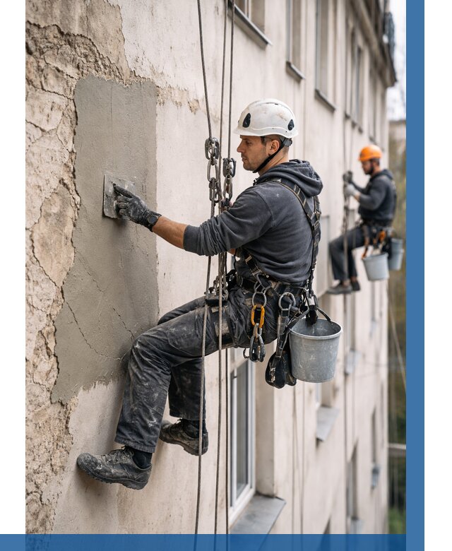 Восстановление штукатурки фасада в Югорске от 1225 р. | ВЫСОТНИК-Югр