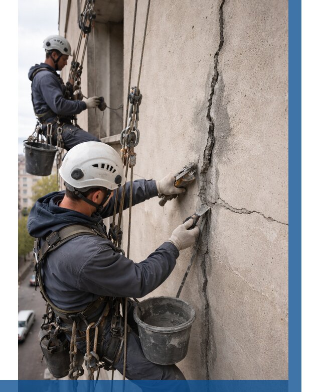 Заделка трещин на фасаде в Югорске от 919 р. | ВЫСОТНИК-Югр