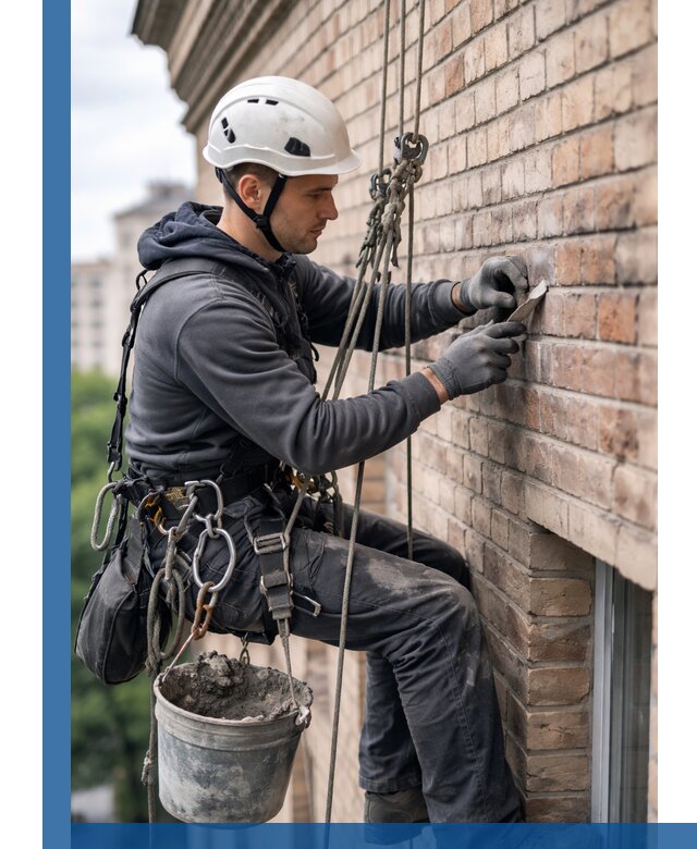 Качественный ремонт кирпичной кладки фасада в Югорске с гарантией