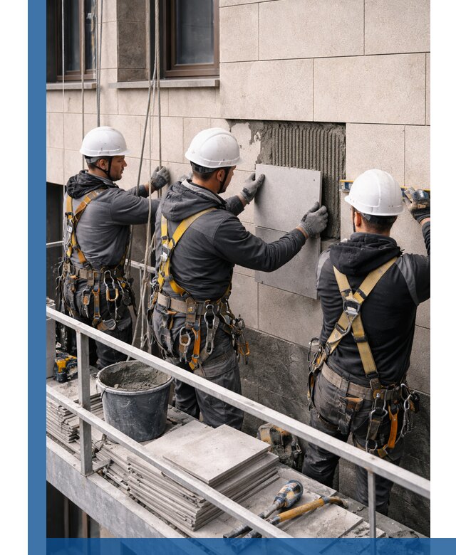 Ремонт облицовки фасада плиткой в Югорске с гарантией