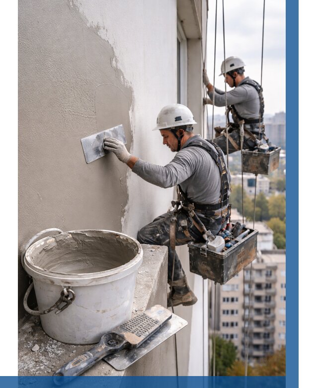 Шпаклевка фасада на высоте в Югорске от 715 р. | ВЫСОТНИК-Югр