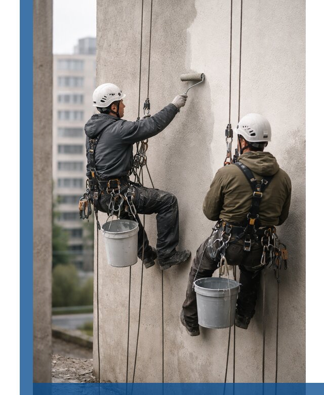 Покраска фасадов высотными альпинистами в Югорске с гарантией