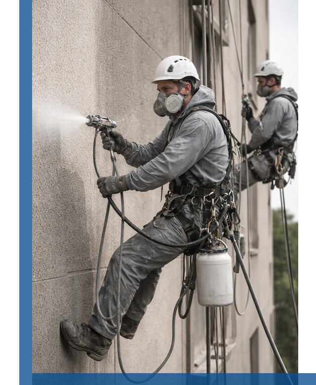 Безвоздушная покраска фасадов зданий в Югорске профессионально