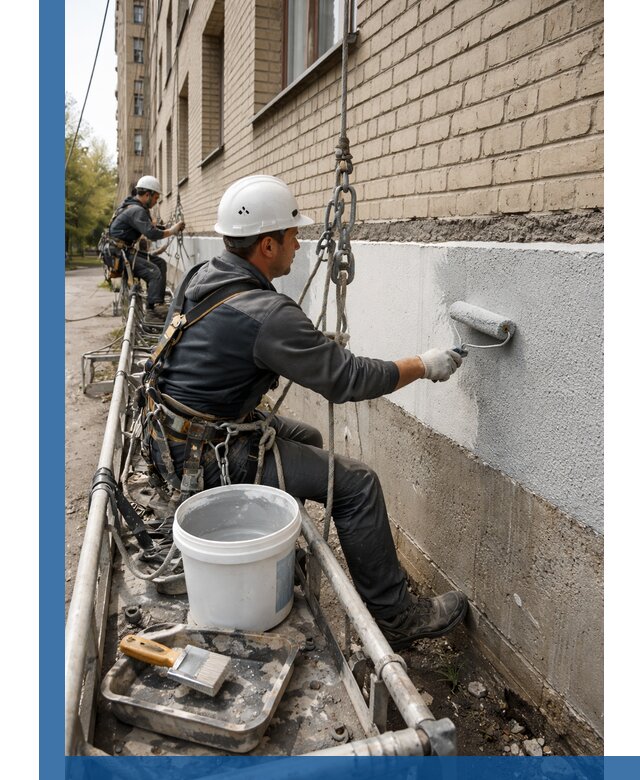 Окраска цоколя здания в Югорске профессионально и надежно