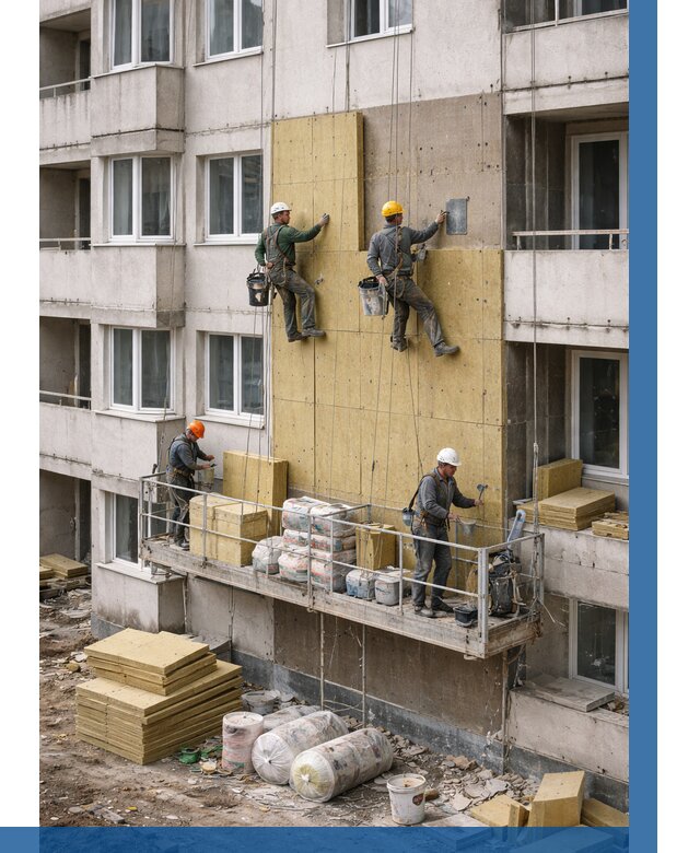 Утепление фасада минватой в Югорске от 1532 р. | ВЫСОТНИК-Югр