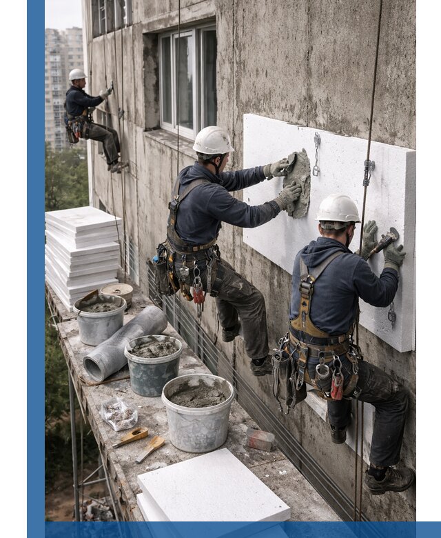 Утепление фасада пенополистиролом в Югорске под ключ