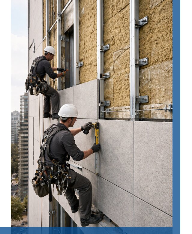 Монтаж вентилируемого фасада в Югорске от 3574 р. | ВЫСОТНИК-Югр