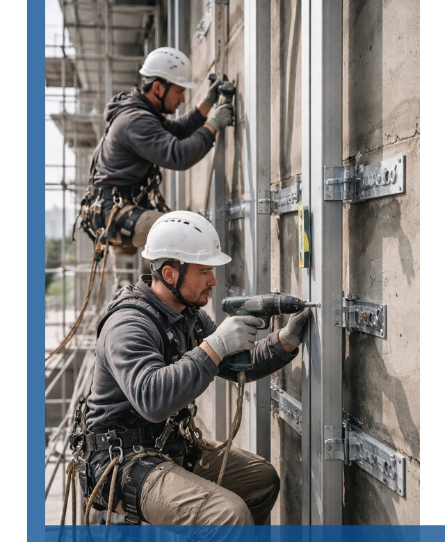 Монтаж и крепление подсистемы вентфасада в Югорске