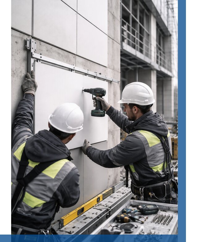 Монтаж композитных панелей фасада в Югорске от 2553 р. | ВЫСОТНИК-Югр