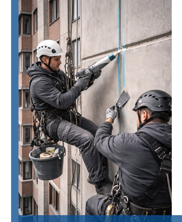 Вторичная герметизация швов фасада и кровли в Югорске