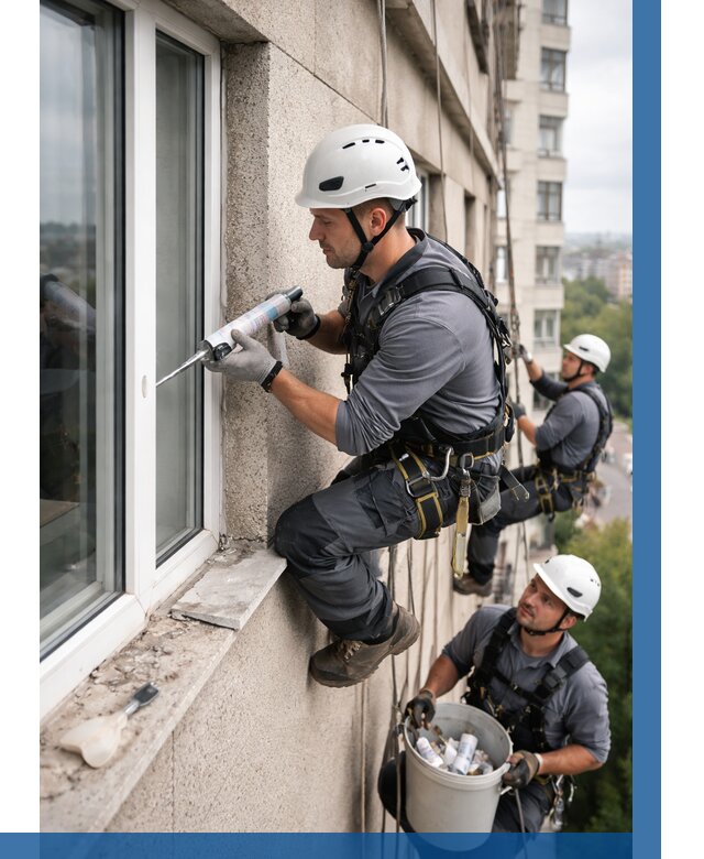 Герметизация оконных швов снаружи в Югорске от 1532 р. | ВЫСОТНИК-Югр