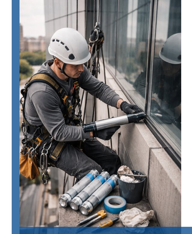 Герметизация стыков витража в Югорске для герметичных фасадов
