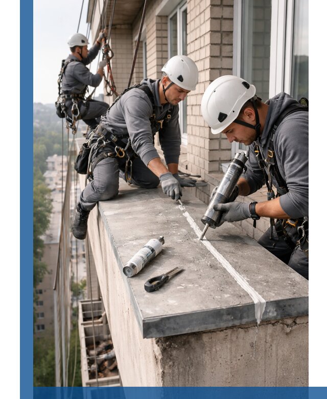 Герметизация балконного козырька в Югорске профессионально