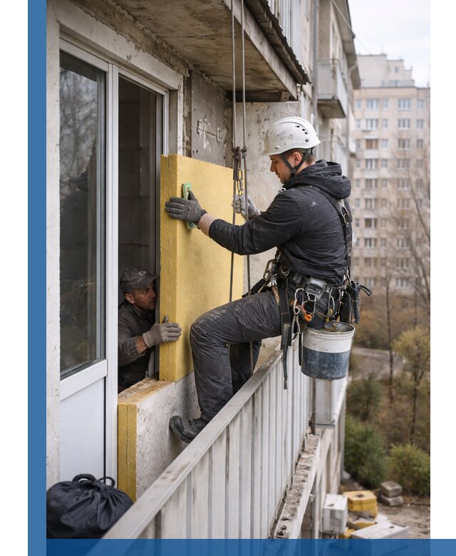 Профессиональное утепление балкона снаружи в Югорске под ключ