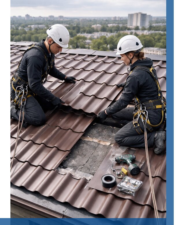 Ремонт металлочерепицы на крыше в Югорске от 919 р. | ВЫСОТНИК-Югр