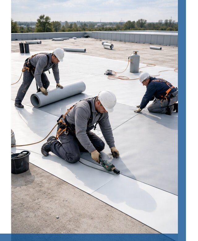 Монтаж мембранной кровли под ключ в Югорске от 1225 р. | ВЫСОТНИК-Югр