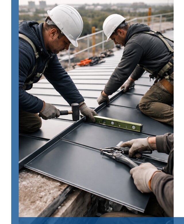 Монтаж фальцевой кровли в Югорске для промышленных зданий