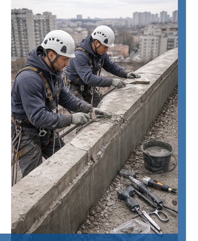 Ремонт парапета на кровле в Югорске от 1532 р. | ВЫСОТНИК-Югр