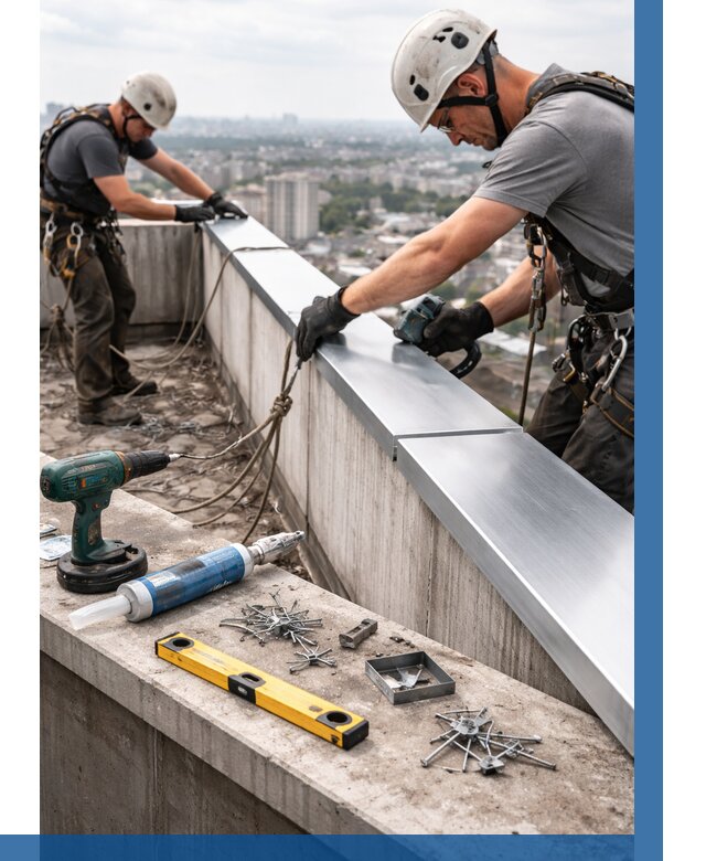 Монтаж парапетных крышек в Югорске от 817 р. | ВЫСОТНИК-Югр