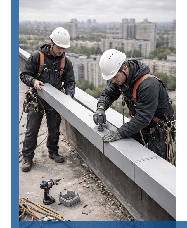 Монтаж парапетных крышек и ограждений кровли в Югорске