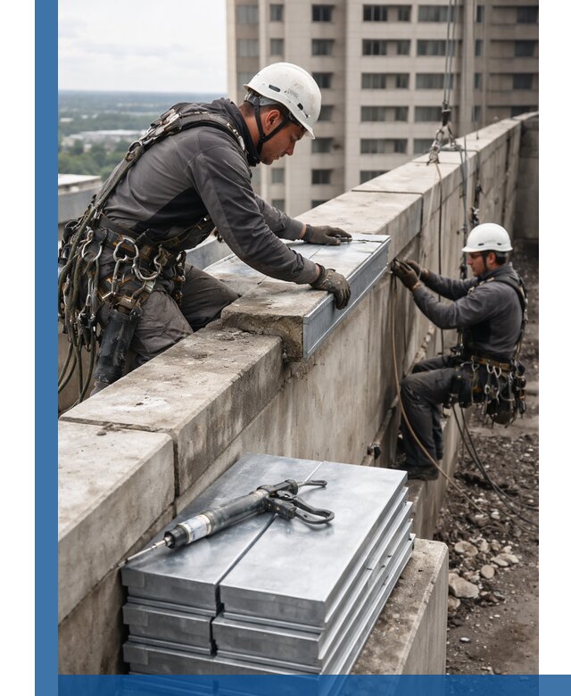 Замена парапетных крышек и установка новых в Югорске