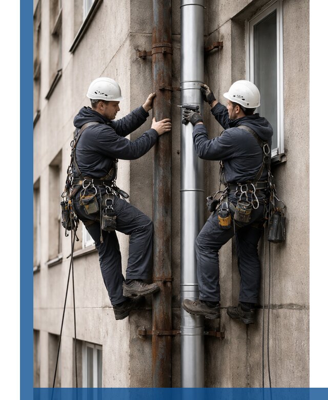 Замена водосточных труб в Югорске: монтаж и демонтаж под ключ