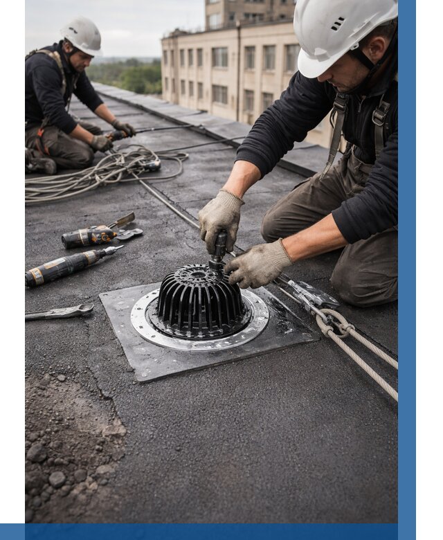 Установка водосточных воронок в Югорске цена от 3574 р. | ВЫСОТНИК-Югр