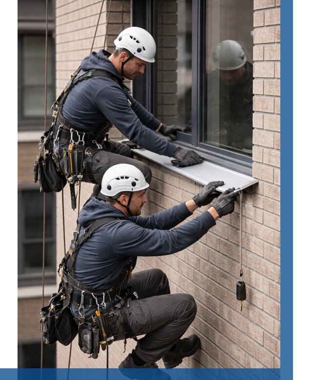 Монтаж оконных отливов под ключ в Югорске от 3574 р. | ВЫСОТНИК-Югр