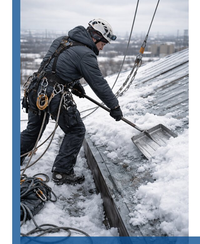 Профессиональная очистка кровли от снега и наледи в Югорске