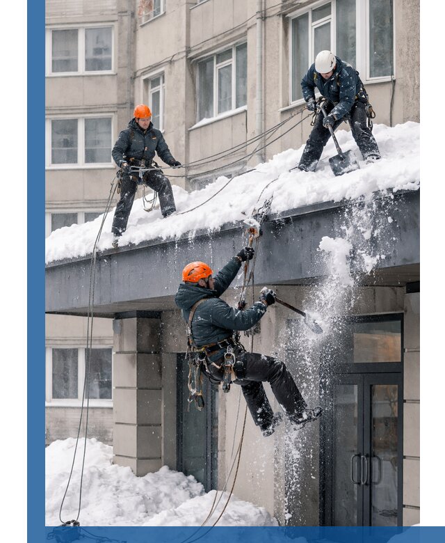 Безопасная очистка навесов от снега в Югорске круглогодично