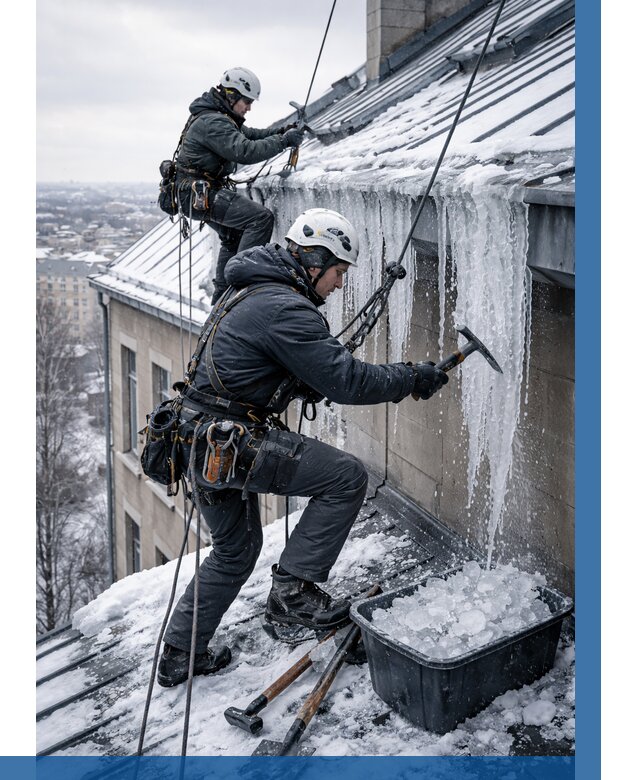 Удаление наледи с кровли в Югорске от 5616 р. | ВЫСОТНИК-Югр