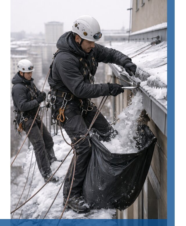 Аварийная очистка крыши в Югорске под ключ от 306 р. | ВЫСОТНИК-Югр