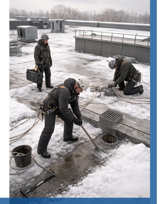 Абонентское обслуживание кровли зимой в Югорске от 8169 р. | ВЫСОТНИК-Югр