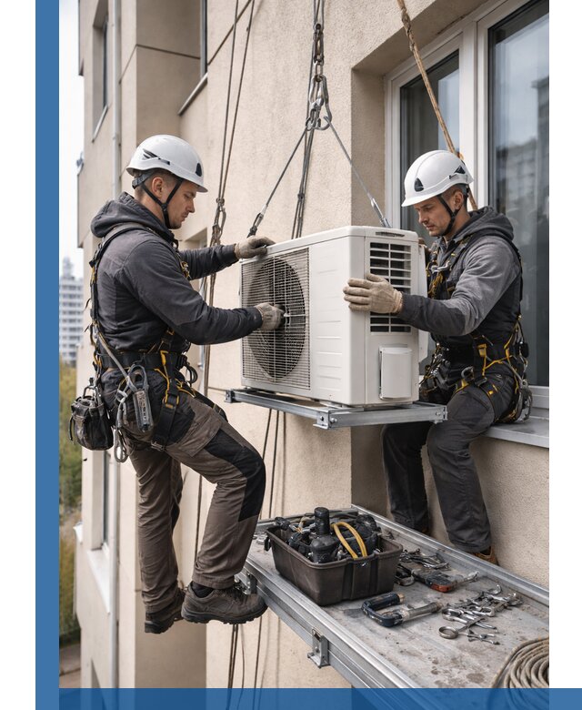 Перенос внешнего блока кондиционера в Югорске с монтажом и крепежом