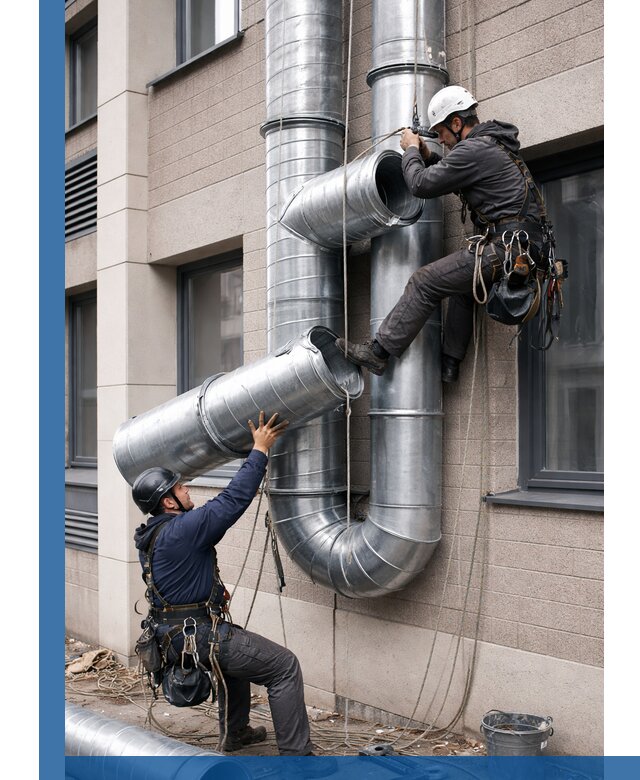 Монтаж фасадных воздуховодов в Югорске с герметизацией и крепежом