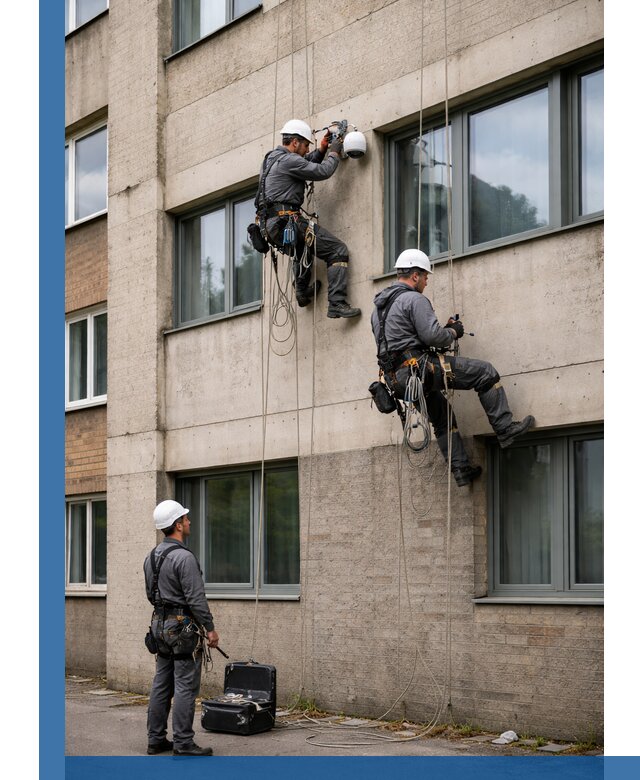 Монтаж фасадных камер видеонаблюдения в Югорске под ключ