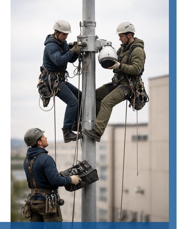 Установка видеокамер на мачте в Югорске от 8679 р. | ВЫСОТНИК-Югр