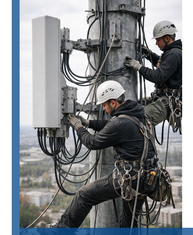 Монтаж оборудования связи на мачте в Югорске с пусконаладкой