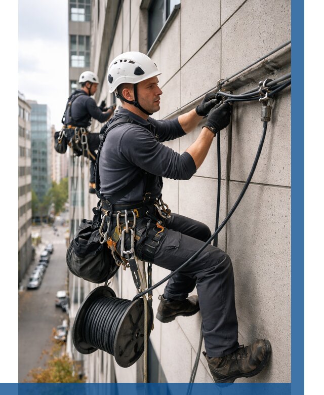 Прокладка кабеля по фасаду в Югорске от 357 р. | ВЫСОТНИК-Югр