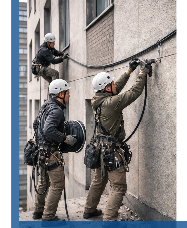 Прокладка кабеля по фасаду в Югорске, профессиональный монтаж