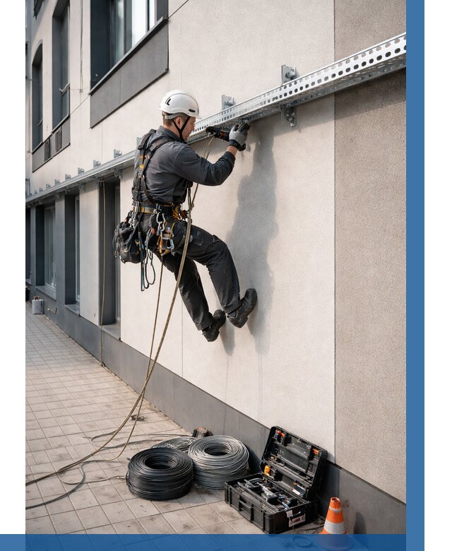 Монтаж кабельных лотков на фасаде в Югорске от 1225 р. | ВЫСОТНИК-Югр