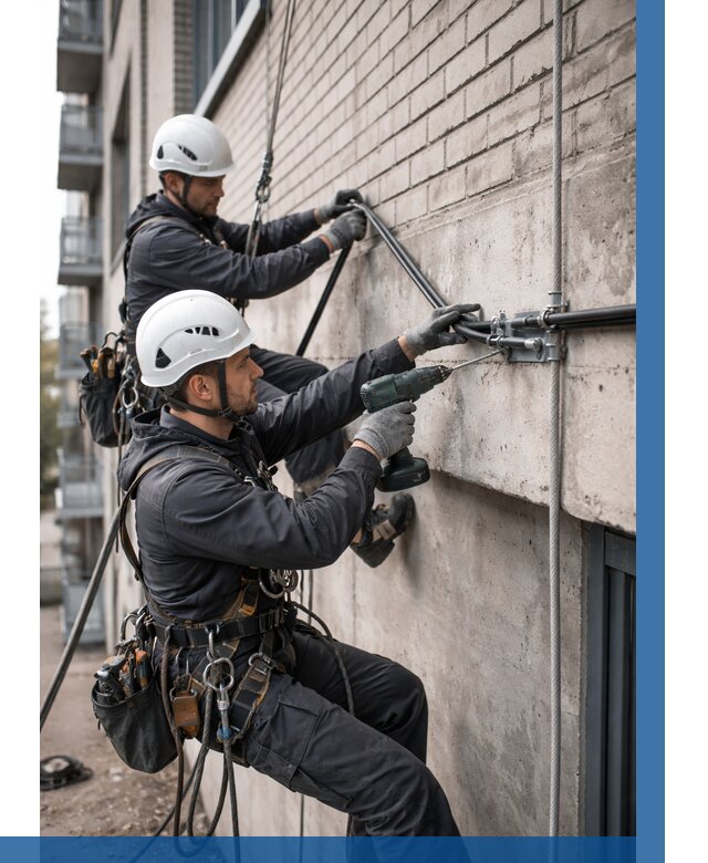 Крепление кабеля на фасаде в Югорске от 357 р. | ВЫСОТНИК-Югр