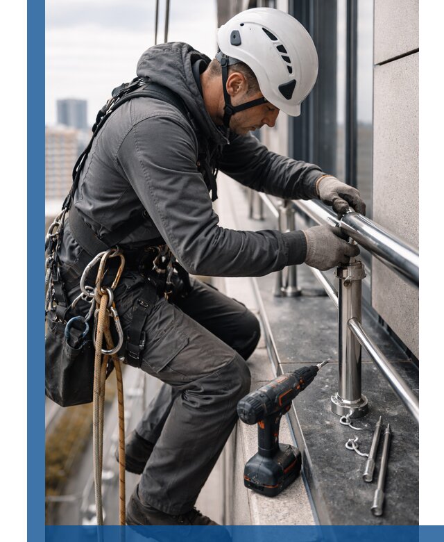 Монтаж ограждений на высоте в Югорске для зданий и конструкций